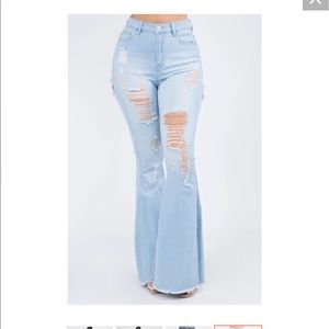 High waist ripped flare jeans - american bazi